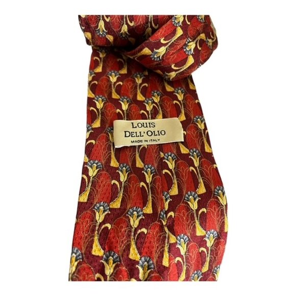 Louis Dell Olio Men's Neck Tie 61" L 4" W 100% Silk Made in Italy Floral - Picture 3 of 3